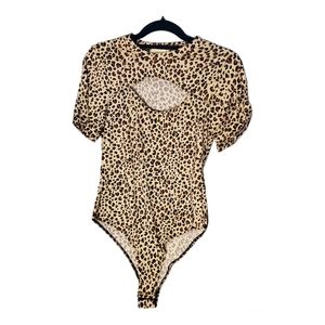 Entro Bodysuit animal print peek-a-boo NWT